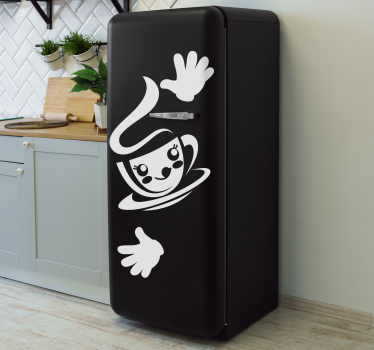 Okleina na lodówkę uśmiechnięta filiżanka kawy - TenStickers