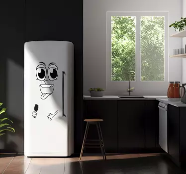 Naklejka na lodówkę z uśmiechniętą twarzą i kieliszkiem wina - TenStickers