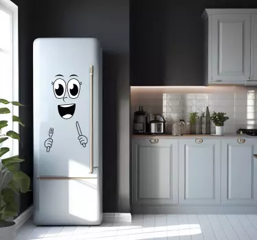 Okleina na lodówkę twarz ze sztućcami - TenStickers