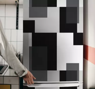 Okleina na lodówkę wzór monochromatycznych klocków - TenStickers