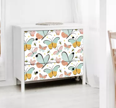 Okleina na meble Motyle i pszczoły - TenStickers