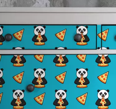 Okleina na meble Panda jedząca pizzę - TenStickers