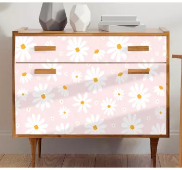 Okleina na meble Stokrotka kwiaty różowy wzór - TenStickers