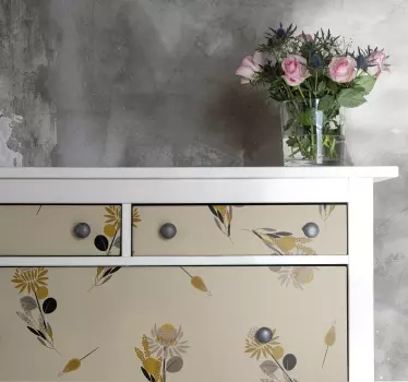 Okleina na meble Vintage kwiaty - TenStickers