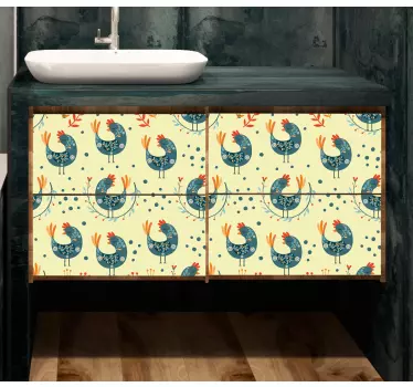 Okleina na meble Wzór z kurczaka w stylu vintage - TenStickers