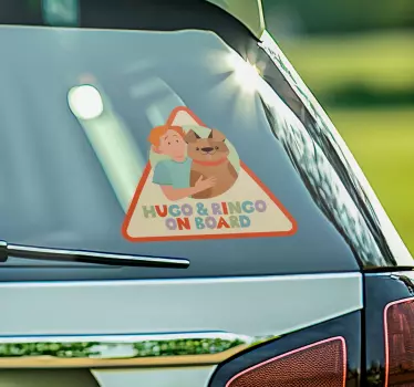 Okleina na samochód dziecko i pies na pokładzie - TenStickers