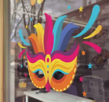 Naklejka na witrynę sklepową kolorowa maska karnawałowa - TenStickers