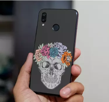 Skórka na telefon Huawei Czaszka z kolorowymi kwiatami - TenStickers