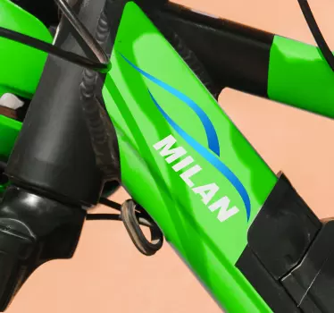 Spersonalizowana naklejka na rower niebieskie fale i napis - TenStickers