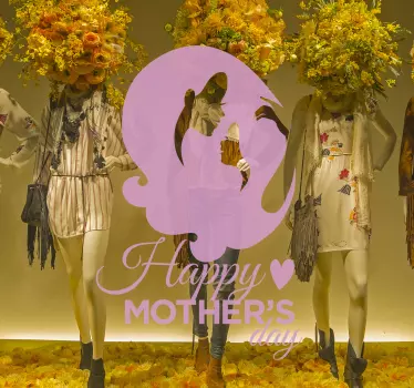 Sylwetka matki Happy Mother's Day Naklejka - TenStickers