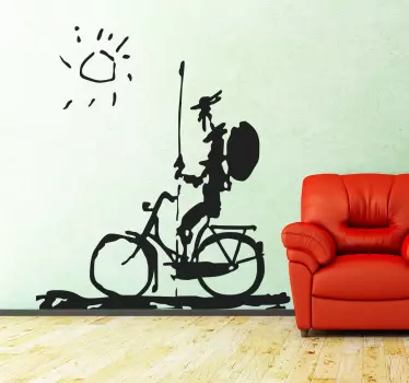 Naklejka na ścianę do salonu Don Quijote na rowerze - TenStickers