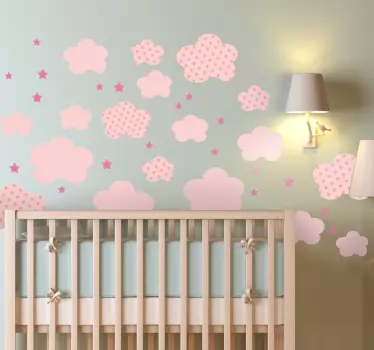 Zestaw 41 naklejek Różowe chmurki - TenStickers