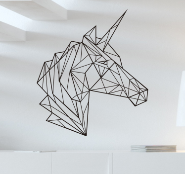 Naklejka na ścianę do sypialni głowa jednorożca geometria - TenStickers