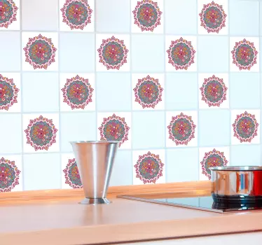 Zestaw naklejek na płytki mandala - TenStickers