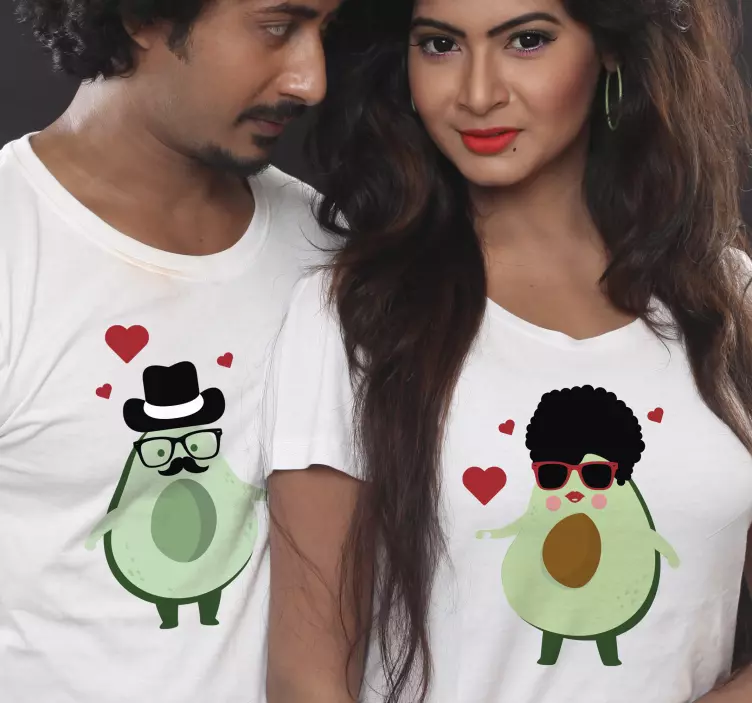 Koszulki dla par Słodkie animowane awokado w miłości - TenStickers