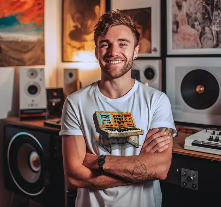 Koszulka klawiatura syntezatorowa w stylu retro - TenStickers