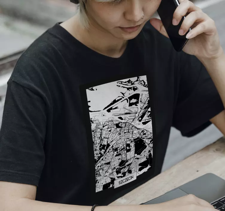 Koszulka Mapa topograficzna szczecina - TenStickers