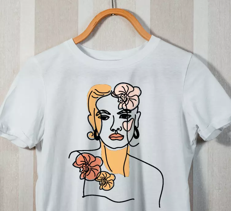 T-shirt Minimalistyczna twarz ze storczykami - TenStickers