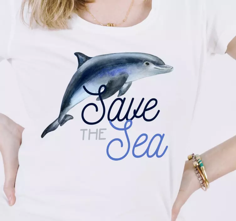 Koszulka save the sea i delfin - TenStickers
