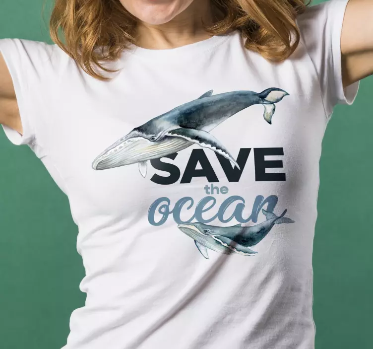 Koszulka z wielorybem save the ocean - TenStickers