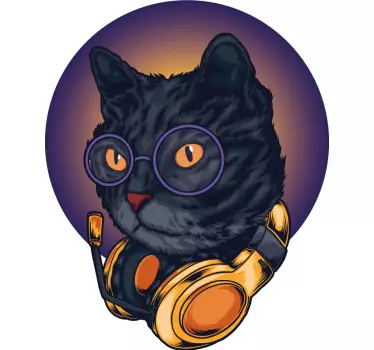 Koszulka kot ze słuchawkami - TenStickers