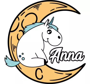 Personalizowana koszulka z uroczym jednorożcem na księżycu - TenStickers