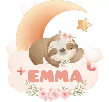 Personalizowana koszulka z leniwcem i kwiatami - TenStickers