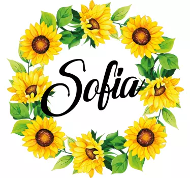 Personalizowana koszulka koło z imieniem i słonecznikiem - TenStickers