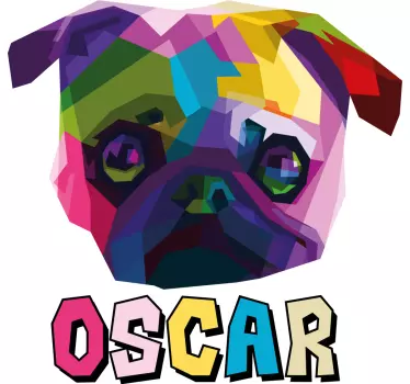Koszulka z kolorowym portretem psa rasy pug - TenStickers