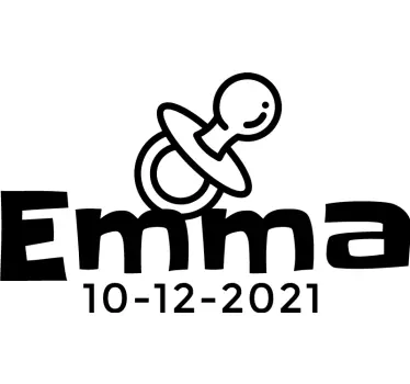 Koszulka dla dzieci data imienia i smoczek - TenStickers