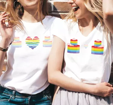 Koszulka dla mamy i córki tęczowe serduszka ciastka - TenStickers