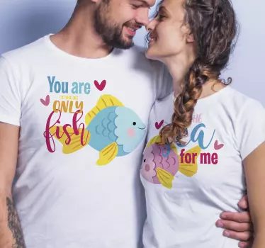 Koszulka dla mamy i córki urocza miłość rybek - TenStickers