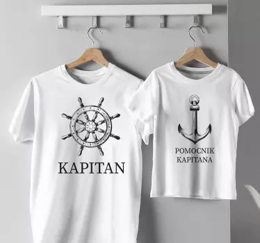 Koszulka dla taty i syna Kapitan i pomocnik - TenStickers