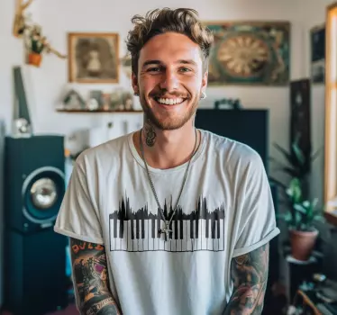 T-shirt z klawiaturą i falą dźwięku - TenStickers