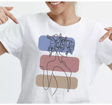 T-shirt kobieta w kwiatowym kapeluszu - TenStickers