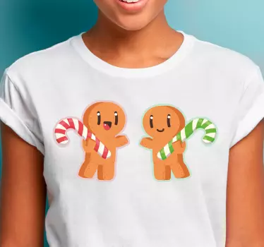 Koszulka świąteczna tańczące ciasteczka z cukrową laską - TenStickers