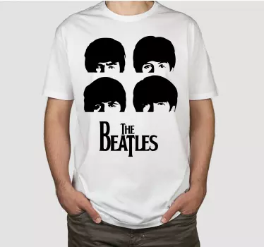 Koszulka z ikonicznymi twarzami beatlesów - TenStickers