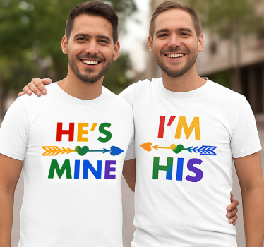 Koszulki dla par lgbt "on jest mój" - TenStickers