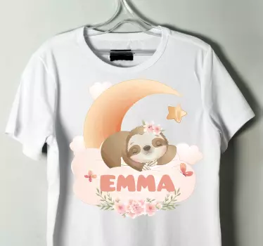 Personalizowana koszulka z leniwcem i kwiatami - TenStickers