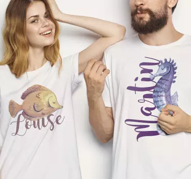 Personalizowana koszulka z uroczymi rybkami - TenStickers