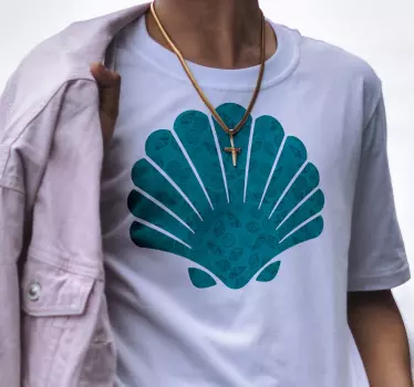 T-shirt błękitna duża muszla - TenStickers