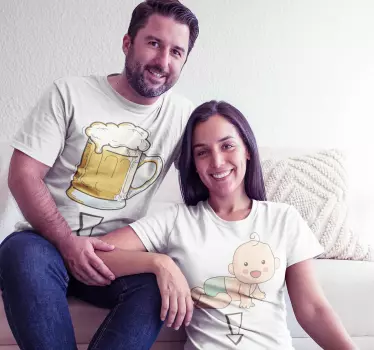 T-shirt kobieta w ciąży mężczyzna z brzuchem piwnym - TenStickers