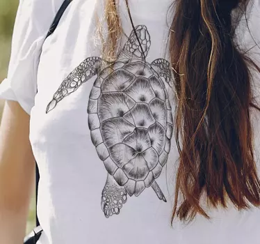T-shirt z ręcznym rysunkiem żółwia - TenStickers