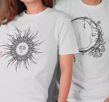 T-shirty dla par z księżycem i słońcem - TenStickers