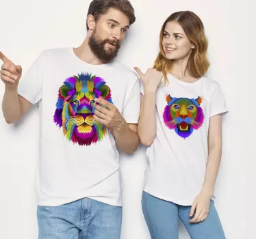 T-shirty koszulki dla par z lwem i lwicą - TenStickers