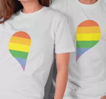 Tęczowe serce pasujące koszulki dla par - TenStickers