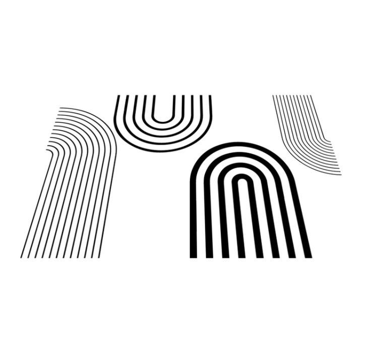 Biały dywan winylowy cienkie, minimalistyczne czarne łuki - TenStickers