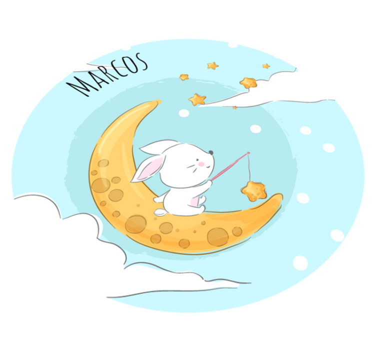 Dywan winylowy z kotem na księżycu personalizowany - TenStickers