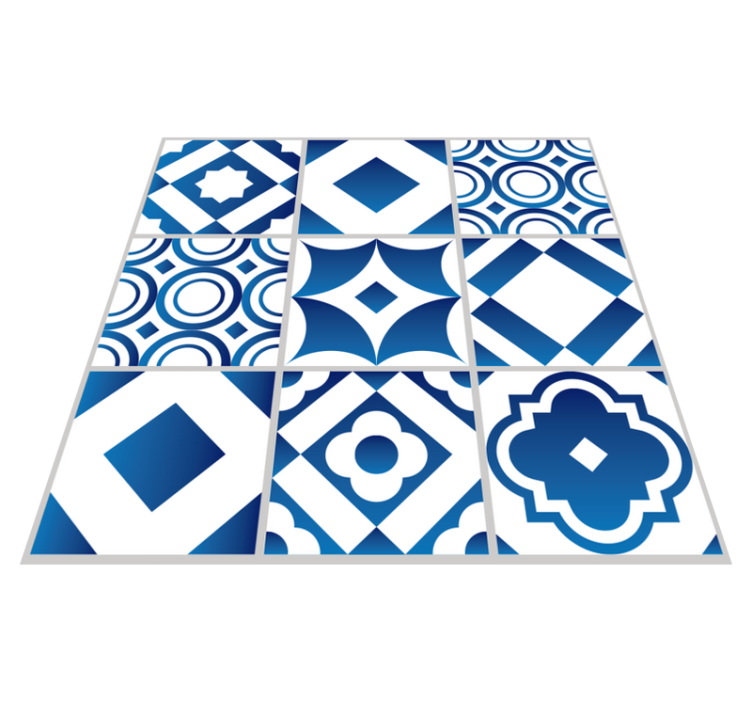 Dywan winylowy do kuchni niebieskie płytki - TenStickers