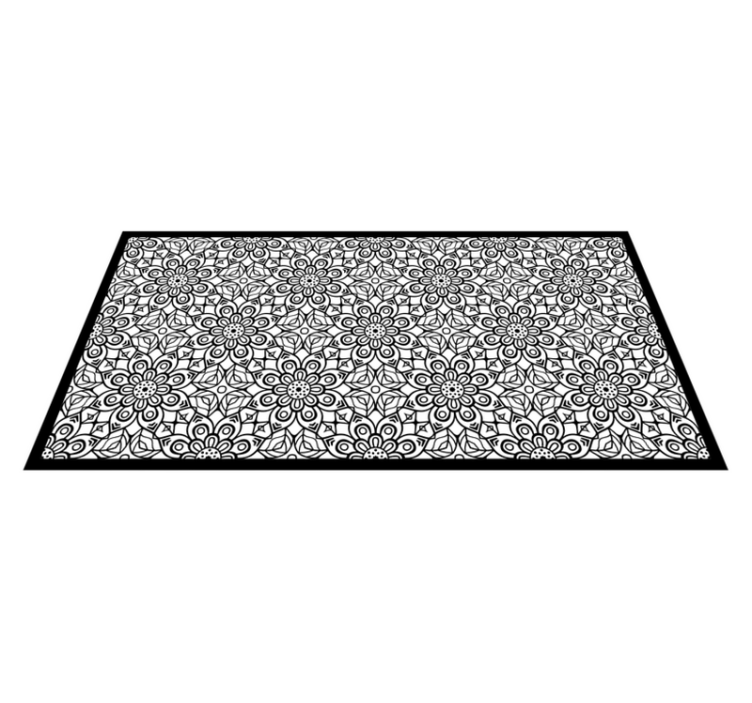 Dywan winylowy czarno-biały wzór mandali - TenStickers